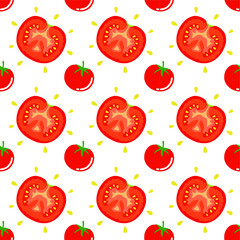 Seamless pattern with tomato. Vector texture illustration.