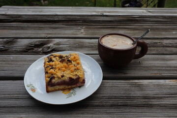 Kaffee, Kuchen, Tasse, Teller