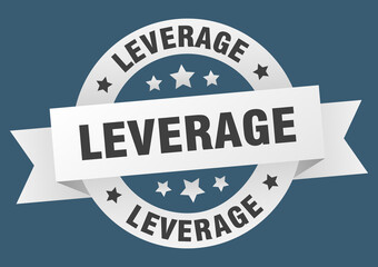 leverage round ribbon isolated label. leverage sign