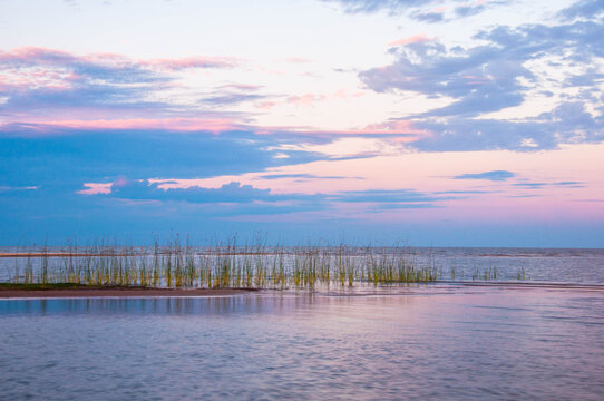 Sunset Over The Lagoa Dos Patos In Tavares 