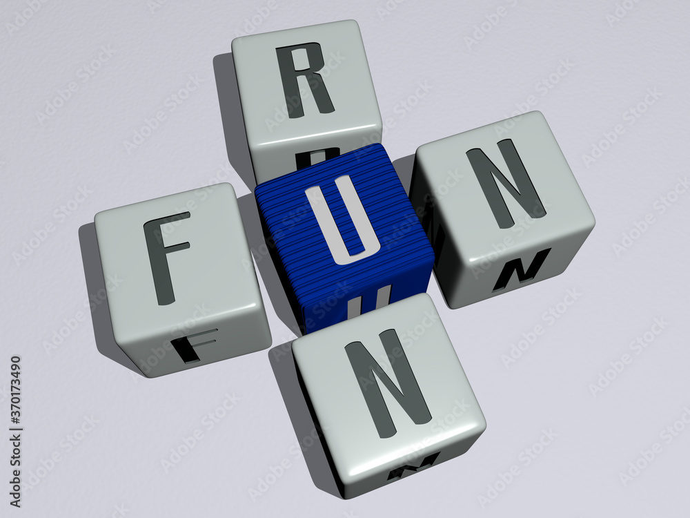Aufkleber combination of fun run built by cubic letters from the top perspective, excellent for the concept pr