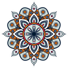 A colored mandala on a white background. Vector