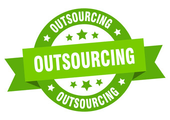 outsourcing round ribbon isolated label. outsourcing sign