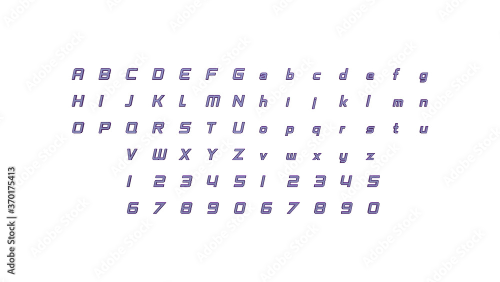 Poster full set of english letters in 3d illustrations separated to two sides for matching perspectives, li