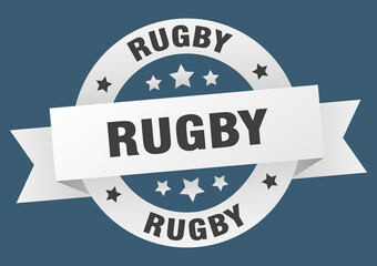 rugby round ribbon isolated label. rugby sign