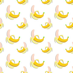 vector seamless banana flat pattern, vector illustration.