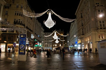Graben street by night in Vienna, Austria