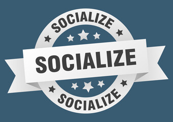 socialize round ribbon isolated label. socialize sign