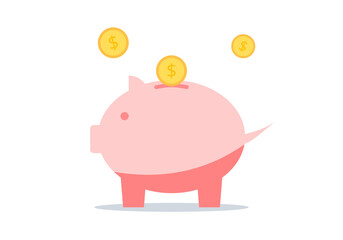 Save money vector. Piggy bank with coin. Personal finance concept.