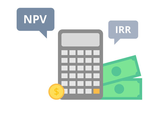 Financial calculator vector. NPV and IRR. Business and finance analysis.