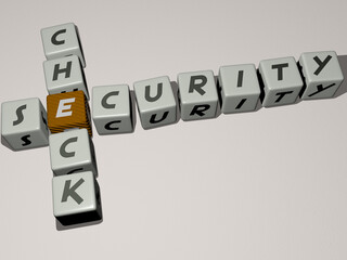 SECURITY CHECK combined by dice letters and color crossing for the related meanings of the concept. illustration and icon