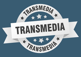 transmedia round ribbon isolated label. transmedia sign