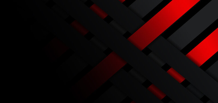 Abstract Banner Red Black Geometric Overlapping Background. Technology Concept.