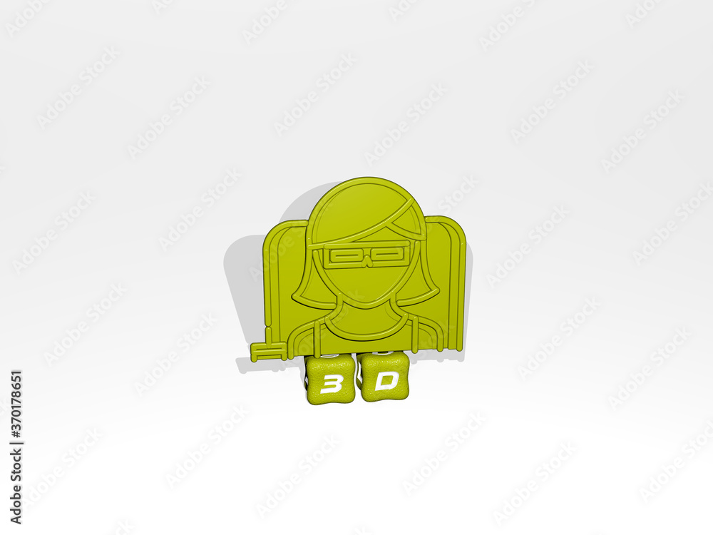 Poster 3d illustration of 3d graphics and text made by metallic dice letters for the related meanings of th