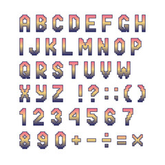 Pixel retro 8 bit alphabet