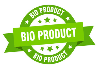 bio product round ribbon isolated label. bio product sign