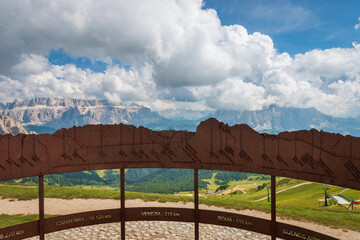 Seceda summit lookout with metal circular board