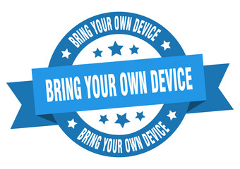 bring your own device round ribbon isolated label. bring your own device sign