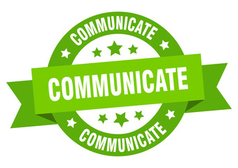 communicate round ribbon isolated label. communicate sign