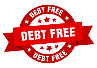 debt free round ribbon isolated label. debt free sign