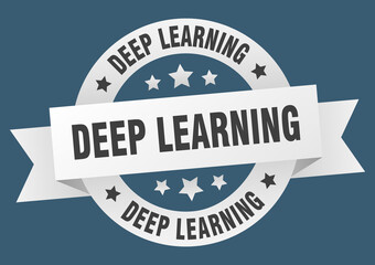 deep learning round ribbon isolated label. deep learning sign