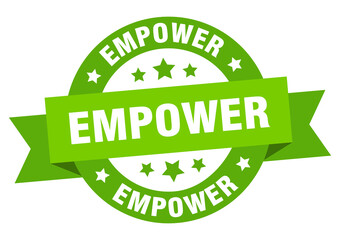 empower round ribbon isolated label. empower sign