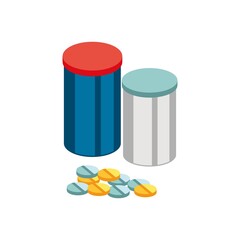 Medicine Pills Container Flat Icon Illustration Isolated in White Background