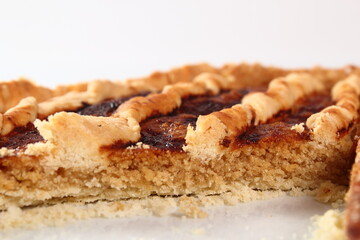Shoofly Tart with Golden Syrup Filling. Isolated on white background.