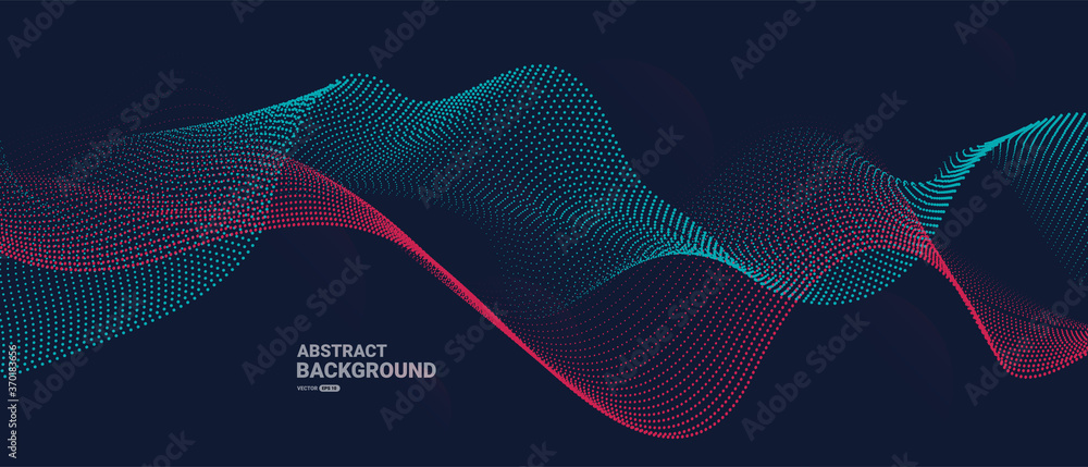 Leinwandbilder Abstract background with flowing particles. Dynamic waves. vector illustration.	
