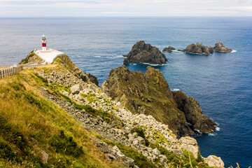 Fototapeta na wymiar Carino, Spain. The lighthouse at Cabo Ortegal, a cape in Galicia