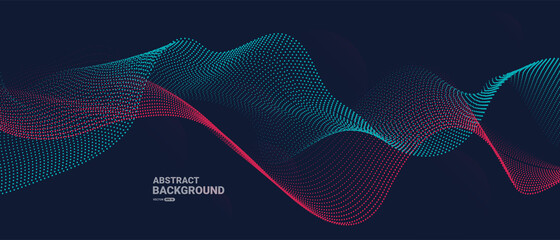 Fototapeta Abstract background with flowing particles. Dynamic waves. vector illustration.	
 obraz