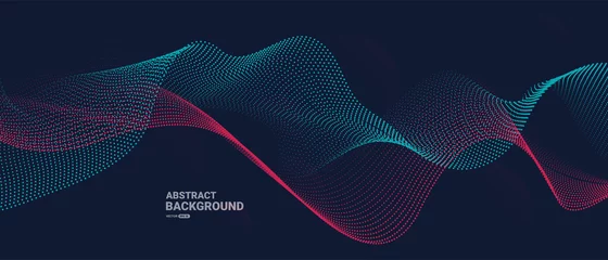 Tuinposter Abstract background with flowing particles. Dynamic waves. vector illustration.   © kanpisut