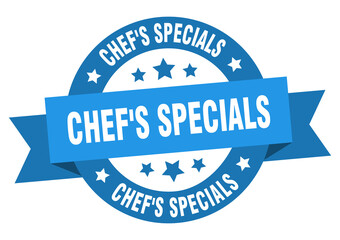 chef's specials round ribbon isolated label. chef's specials sign