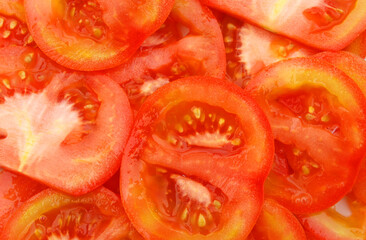 Healthy natural food, background. Tomatoes slices. More background of fruits and vegetables in my portfolio.