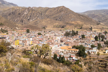 Fototapeta na wymiar View of pre-Inca ruins and Chivay , in Peru.