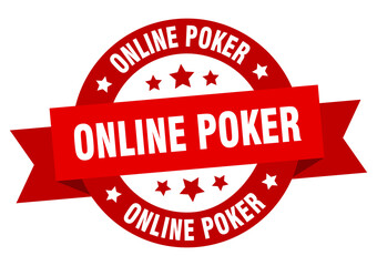 online poker round ribbon isolated label. online poker sign