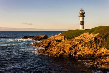 Ribadeo, Spain. The lighthouse at Illa Pancha, an island in the coast of Galicia