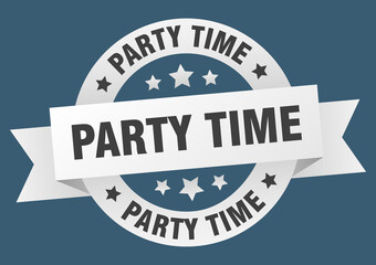 party time round ribbon isolated label. party time sign