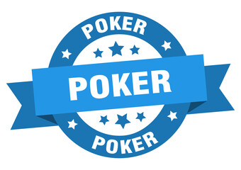 poker round ribbon isolated label. poker sign