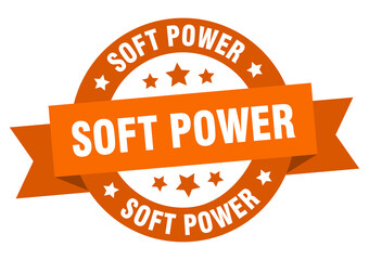 soft power round ribbon isolated label. soft power sign