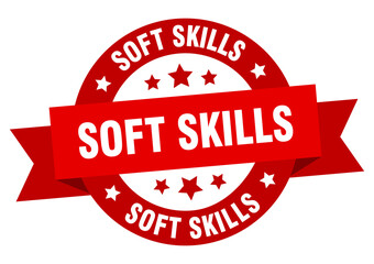 soft skills round ribbon isolated label. soft skills sign