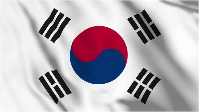Waving flag loop. National flag of South Korea