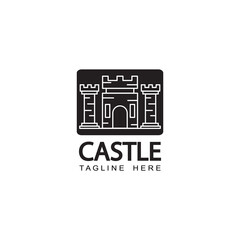 castle logo icon template design vector