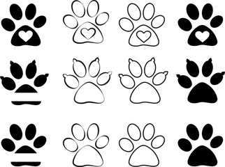 Animal paw, black sign illustration