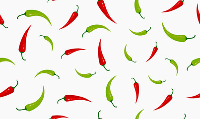 Vector illustration of a seamless pattern with chili peppers on a light background.