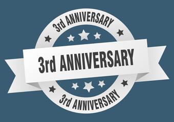 3rd anniversary round ribbon isolated label. 3rd anniversary sign