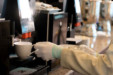 Automatic coffee service in the hotel for customer service