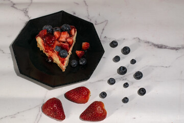 blueberry strawberry cheesecake portion