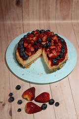 blueberry strawberry cheesecake portion
