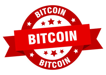 bitcoin round ribbon isolated label. bitcoin sign
